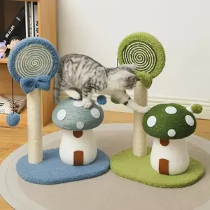 Cat Tree Scratcher with Non-Dropping Jute Mushroom House Climbing Frame, Durable Cat Toy for Indoor Cats, Fun & Interactive Pet Accessory, Sisal Scratching Posts