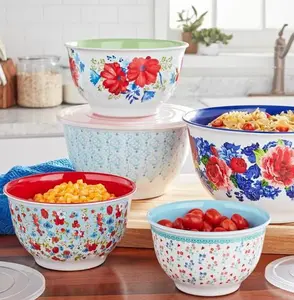 Melamine Mixing Bowl Set, 10 Pieces, Heritage Floral
