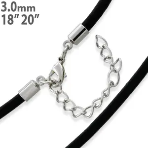 3.0mm Black Leather Cord w/ Adjustable Clasp