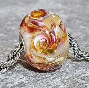 Glass Lampwork Bead for European Style Bracelet - Strawberry Shortcake