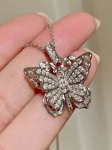 1 PC Gorgeous Cubic Zirconia Butterfly Dangling Charms Necklace Pendant For Women Valentine's Day Gift Wedding Jewelry