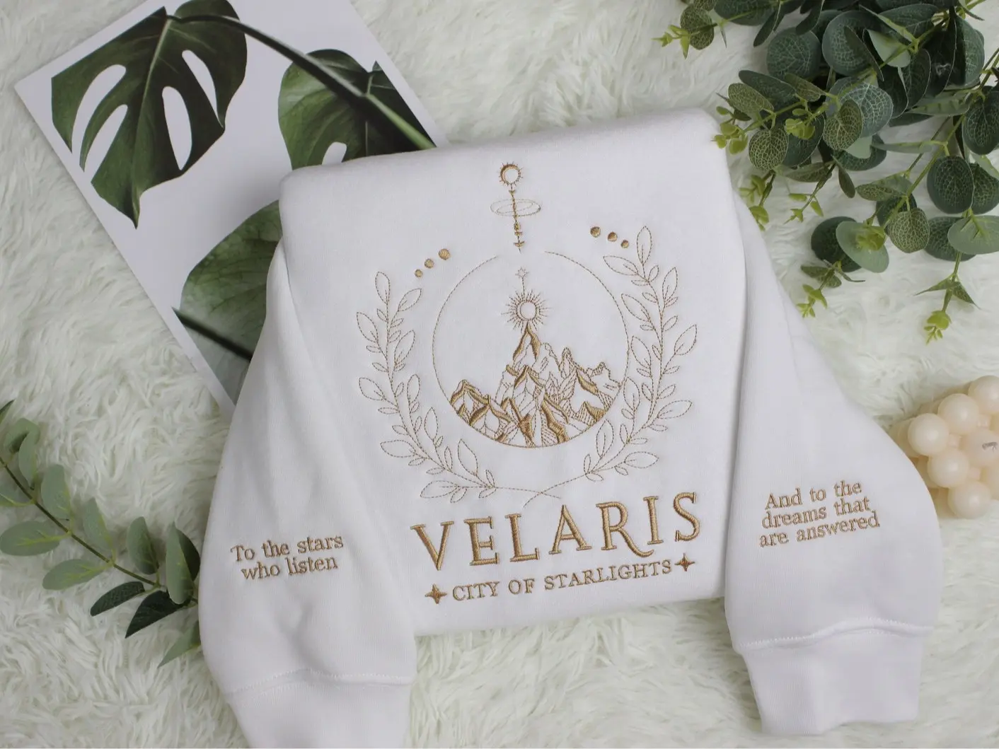 Velaris Embroidered Sweatshirt, Velaris Sweatshirt, Night Court  Embroidered Sweatshirt, Velaris City Of Starlight Collar Crewneck Menswear Hoodie