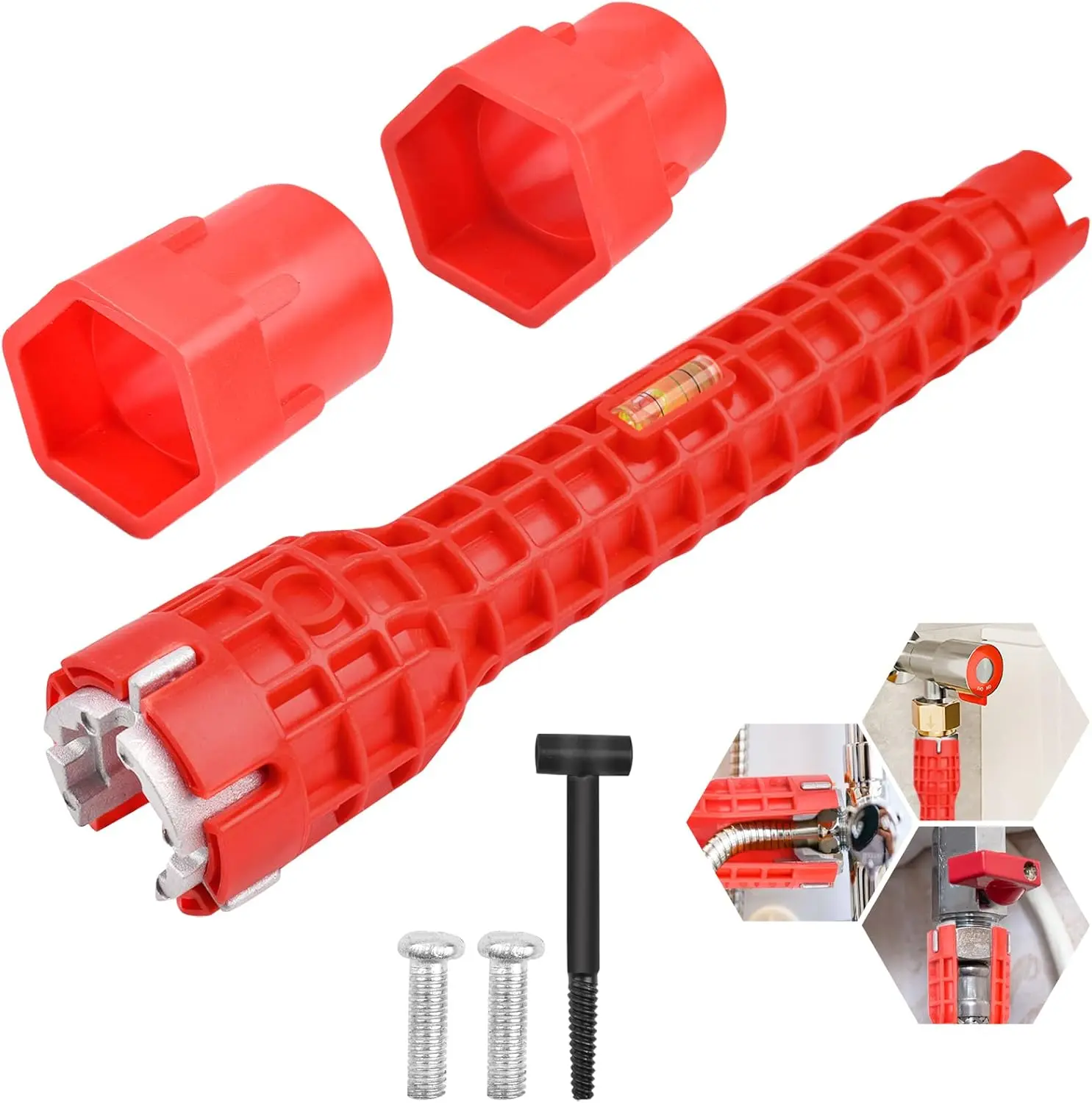 8 in 1 Faucet and Sink Installer, 1 Count Non-slip Kitchen Bathroom Faucet & Sink Installer, Multi-purpose Wrench Plumbing Tool for Tool Box