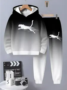 Cute Printed Hoodie and Sweatpants Set, Comfortable Casual Wear, Soft and Cozy, 3D Fashion Kids, Husky Boy Clothes, Long Sleeve Pullover + Pants