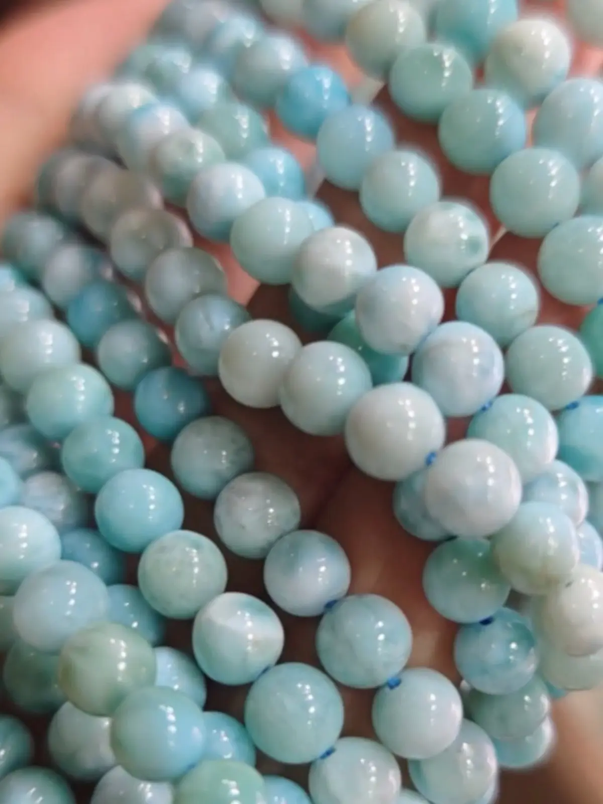 Taotao (11124) Larimar Stone Crystal Charm Bracelet, Natural Crystal Jewelry Accessory