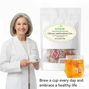 Chicory & Gardenia Herbal Tea Beverage, 30 Ready-to-Drink Bags with Orange Peel & Chrysanthemum - Natural Cool Heat Relief, Beautify & Nourish, Healthy Vegan, Healthier Choice