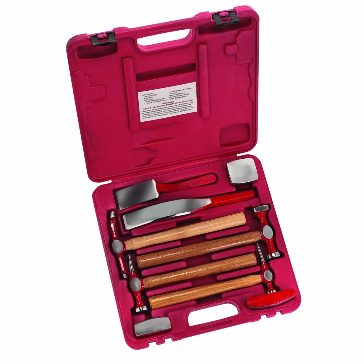9-Piece Aluminium Body RP Tool Kit, 2.88" x 17.25" x 16.5", 20.88 lbs, with Hickory Hammer Handles & Highly Polished Hammer Heads