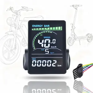 M6C E-Bike Display – SM 5Pin Waterproof Wired LCD Screen, IP65, For UART 2 Protocol, Fits Fat Tire E-Bikes, Ebikes & Scooters
