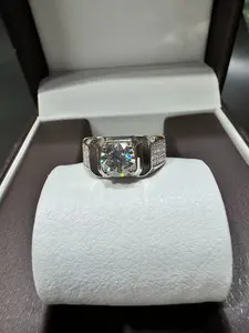 Mozambique Diamond Silver Color Men's Ring, Elegant Jewelry Accessory, Perfect Gift for Him, Stylish Daily Wear