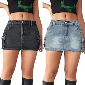 DUTUT New Denim Skirt Women's Summer Retro Stretch Tight Workwear Pocket Hip Skirt Fashion Casual Womenswear Tops Shorts Bottom Crop Jeans Pants