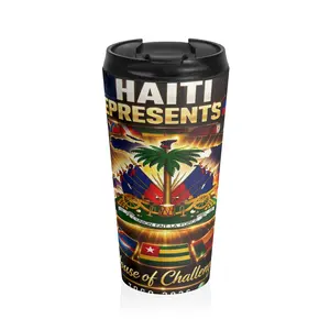 Stainless Steel Travel Mug / Haiti Represents Tumbler 🇭🇹 | 15oz Insulated Travel Mug | House of Challenge Mug