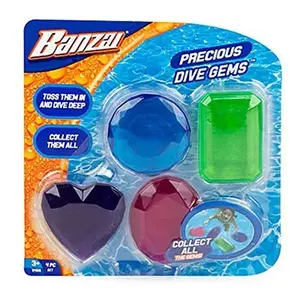Banzai Precious Dive Gems – 4-Piece Underwater Pool Treasure Set for Kids, Diving Game Toys