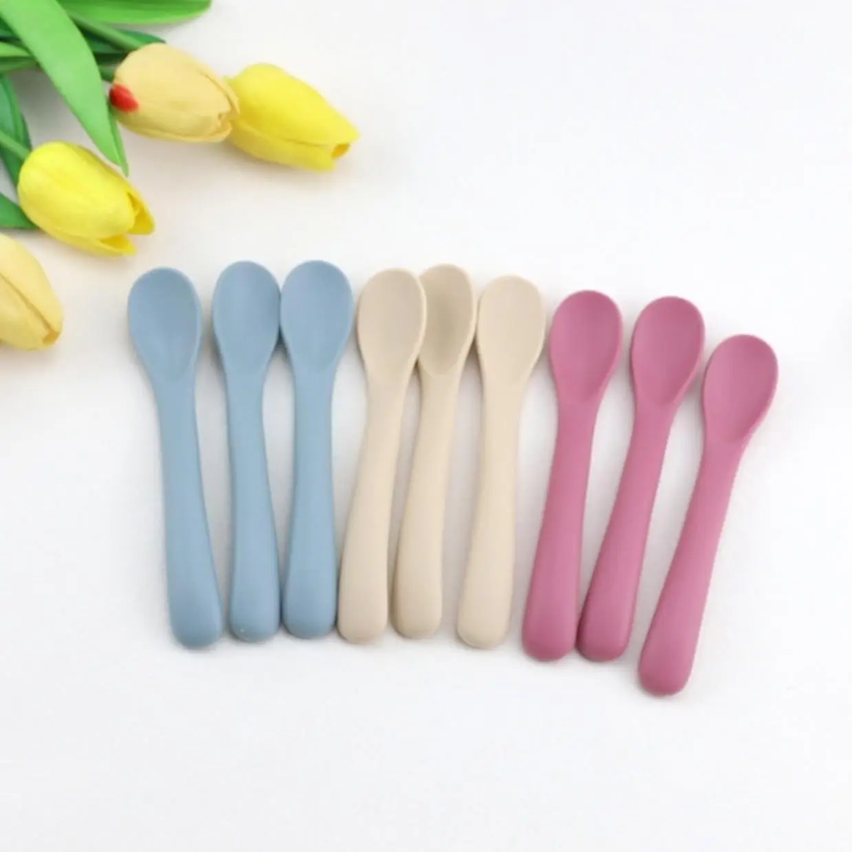 Silicone Feeding Spoon, 3 Counts/set Baby Soft Training Spoon, Baby Tableware Feeding Supplies, Dishwasher Clean, Cook Resistant, Silicone Utensils Se