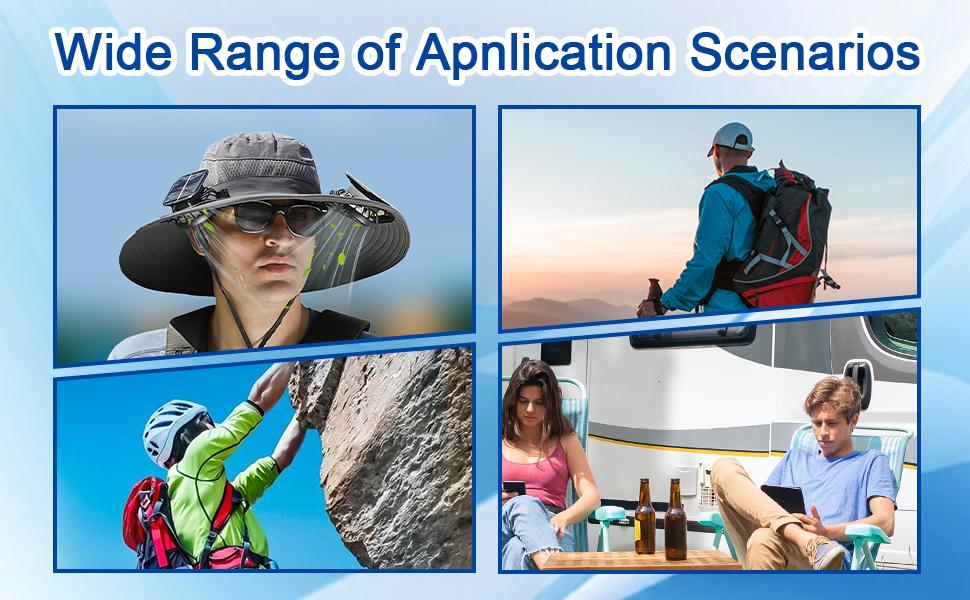 Sombrero Con Ventilador Solar, Solar Fan Hat,Wide Brim Sun Hat with 2 Detachable, for Outdoor Fishing,Hiking Gardening