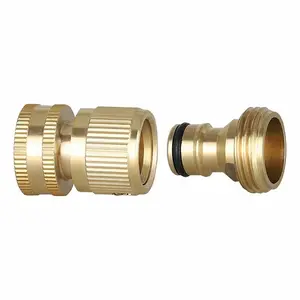 2-Piece Brass Garden Hose Quick Connect Fittings, Durable 3/4 Inch Ght Male Thread Connector, Outdoor Lawn Accessories, Garden Hose Metal, Garden Hose Connectors