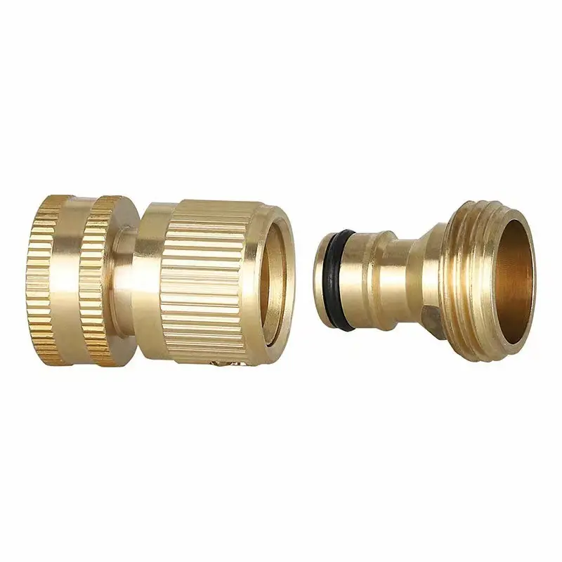 2-Piece Brass Garden Hose Quick Connect Fittings, Durable 3/4 Inch Ght Male Thread Connector, Outdoor Lawn Accessories, Garden Hose Metal, Garden Hose Connectors