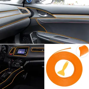 5M/16.4Ft Car Interior Moulding Trim, Universal Car Interior Trim Strips Car Interior Decorative DIY By Dashboard Gap Trim Strip with Installing Tool (Orange)