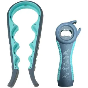 Jar Opener for Seniors with Arthritis,Jar Opener for Weak Hands,5-in-1 Bottle Opener,4-in-1 Can Opener… (Blue)
