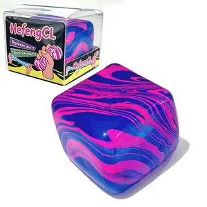 Marble Swirl Cube Squishy Toys, Soft Tpr Maltese Stress Relief Squeeze Toys, Multicolor Fidget Toys for Kids Adults, Party Favors & Desk Decor, Sensory Stress Reliever