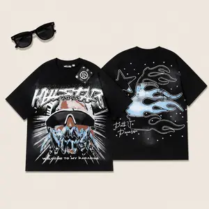 Hell star Studio Skull Helmet Graphic Tee Oversized Washed Black Distressed Unisex Streetwear Y2K Grunge Biker Core Moto Punk Baggy Shirt TikTok Viral Hip Hop Skater Summer Drip Vintage Outfit