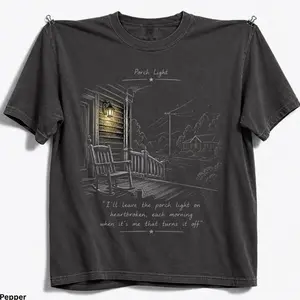 The Porch Light Comfort Colors® T-Shirt, NK Indie Folk Inspired Tee, Leave The Light On, The Divide Tour Merch C46