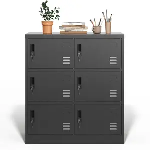 Bellemave 3-Door 66"H Metal Lockers with Secure Lock for Employees Storage Cabinet Modern Gray Furniture Adjustable Student Desk Bookshelf