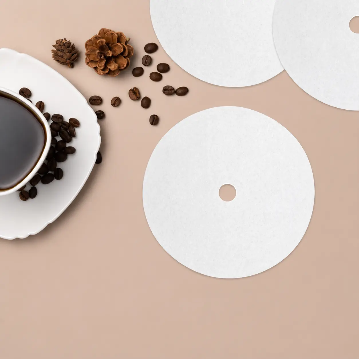 Tupkee 3.5" Percolator Coffee Filters, 400 Count Round Disc Filters with Center Hole, Universal Fit for Percolator Coffee Pots, White, Made in USA