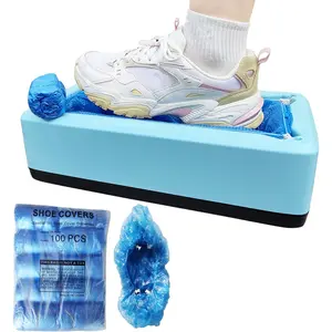 Automatic Shoe Cover Dispenser | Machine with 100Pcs Disposable Plastic Shoe Covers | Suitable for Hose | Office | Supermarkets | Labs (Blue Shoe Cover Dispenser+100Pcs Shoe Covers) No brand