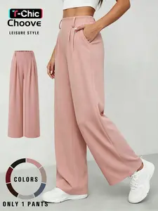 Women's Casual Solid Waffle Wide Leg Pants, Loose Fit, Lightweight Breathable Fabric, Comfortable and Stylish, Perfect for Daily Wear