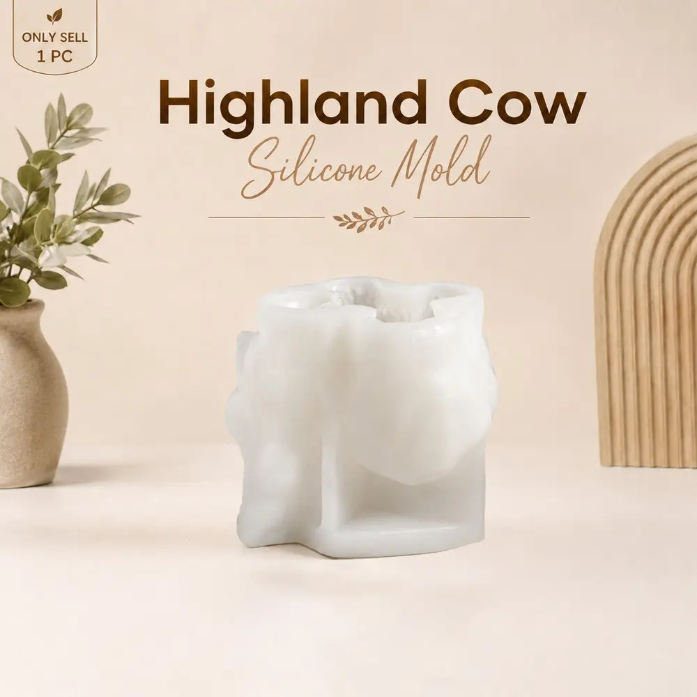 Highland Cow Silicone Molds, 3D Cow Animal Candle Molds for Candle Making, Realistic Cute Long Haired Bull Figurine Mould, Molding, DIY Home Garden Decor for Resin Plaster Cement Polymer Clay, Crafts Animals
