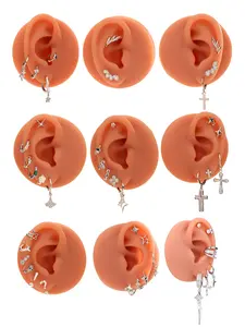 44 Piece Unique Combination Set Cross Star Skull Earrings, Fashion Luxurious Style Artificial Zircon Tassel Ear Cuffs for Women Parties Studded Cross Earrings