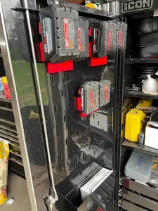 Milwaukee M18 Hanging Battery Holders - Space-Saving Design for ICON/US General & Snap-on Lockers & Toolbox Hutches, Durable and Secure Fit Tool Organizer Garage