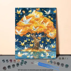 Birds & Trees Pattern DIY Paint By Numbers Kit without Frame, DIY Painting By Numbers Kit, Wall Art Decoration, Home Decor, Unique Gift