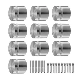 【Father's Day】VEVOR Glass Clamp, 10 PCS Round Glass Railing Bracket for 0.31 "-0.62 " Tempered Glass, 316 Stainless Steel Glass Mounting Clamp, Glass Shelf Bracket for Balcony, Garden, Pool, Stair, Silver
