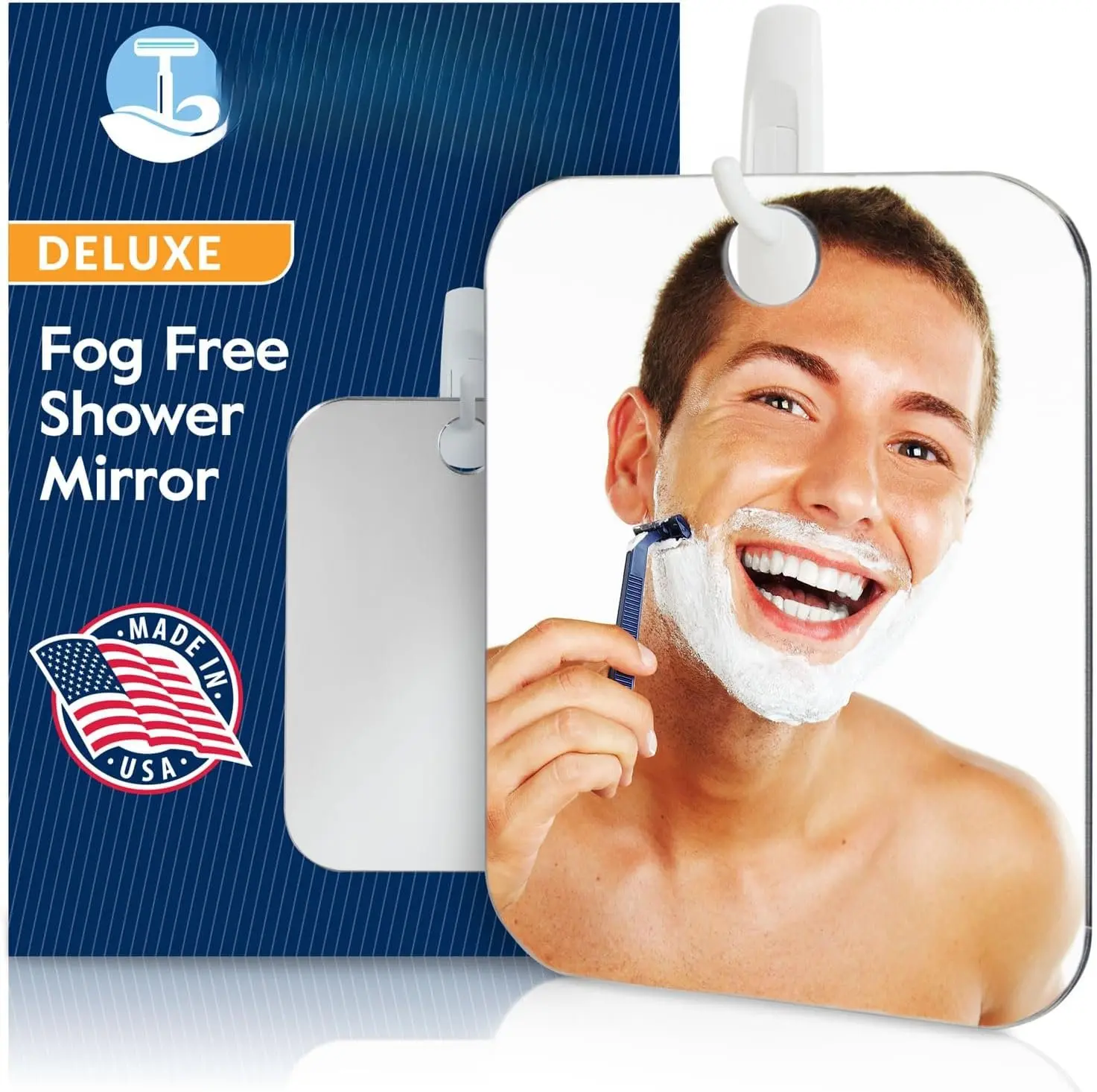 Deluxe Anti-Fog Shaving Mirror | Fogless Hanging Bathroom Shower Mirror with Handheld Option for Men and Women | Includes Long-Lasting Removable Adhesive Hook for Wall