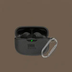for JBL Vibe 200TWS & Vibe Beam Case Cover, Silicone Protective Shock Cover Compatible With True Wireless Headphones Charging Case With Carabiner