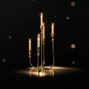 5 Arm Metal Candelabra Candlestick Holders 17.7 Inch Tall Candle Holder Wedding Event Candelabra Candle Stand, Candle Holder Set, Votive Holders, Candle Holder for Decoration, Holiday Decor, Event Decora