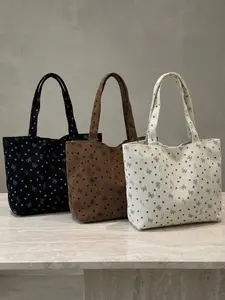 Butterfly Knot Print Tote Bag, Large Capacity Dual Handle Shoulder Bag, Ideal for Teenage Girls and College Students