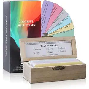 Bible Verse Jar, Read Me When Bible Verses Hope Jar for Emotions and Feelings, Bible Cards with Wooden Scripture Prayer Box, Bible Study Church Christian Gifts for Women Men