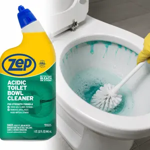ZEP 32 oz. 946ml Acidic Toilet Bowl Cleaner, Effortless Toilet Cleaner, 5-Minute Soak Formula, Less Scrubbing Cleaner, Long-Lasting Freshness, Odor Control Gel, Business Toilet Cleaner, Home & Commercial Use.