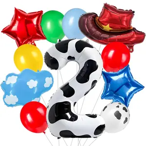 11-Piece Toy-Themed Balloon Set with Hats & Clouds for Boys & Girls 2nd Birthday Party Decor