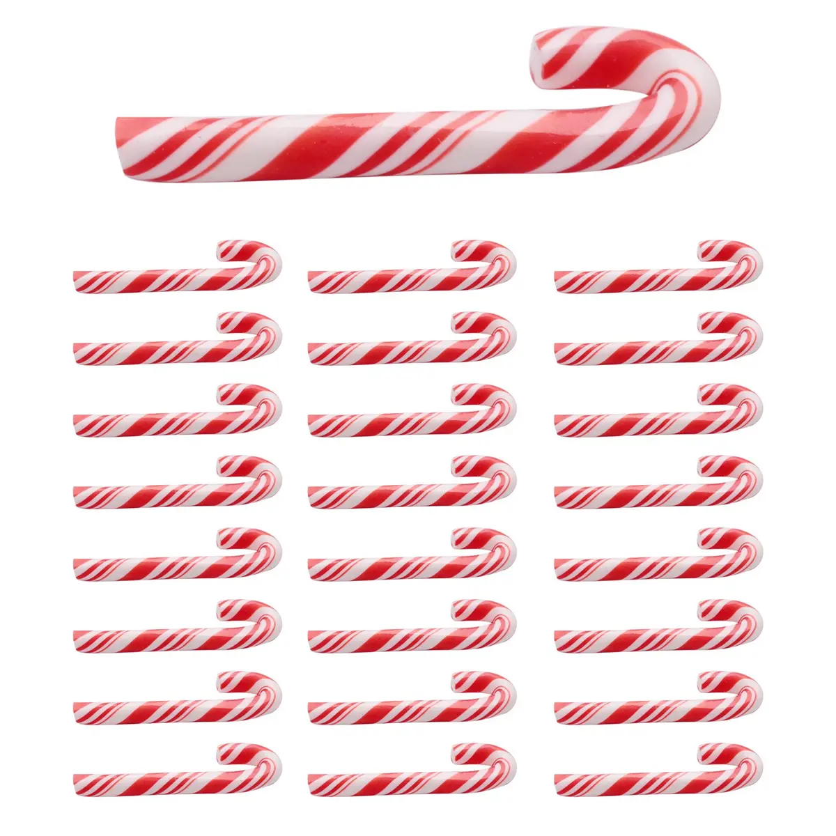 100-Pack Flexible Christmas Miniatures, Red & White Striped Candy Cane Charms, Multi Functional & Portable for Party Decorations, Slime & DIY Crafts, Plastic, Figurines & Miniatures, Artistic, 3.2 X 1Cm, 100 X Christmas Decorations