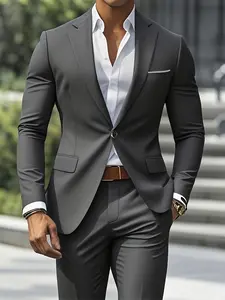 Tongtongbang Selection 2pcs Classic Blazers Suit Set, Suits, Business Attire - Men'S Formal Wear - Formal Slim Fit, Fashion Slim Fit, Comfortable Fit, Jacket and Pants, Suitable for Weddings, Formal Events, Special Occasions