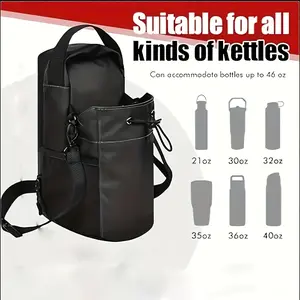 Lightweight Polyester Men'S Magnetic Water Bottle Holder |       Adjustable Strap, Secure Magnetic Closure & Multiple Compartments For Gym, Outdoor Activities | Gym Accessory, Casual Accessory, Drinkware Fabric Tumbler Mug Cup Black Fan