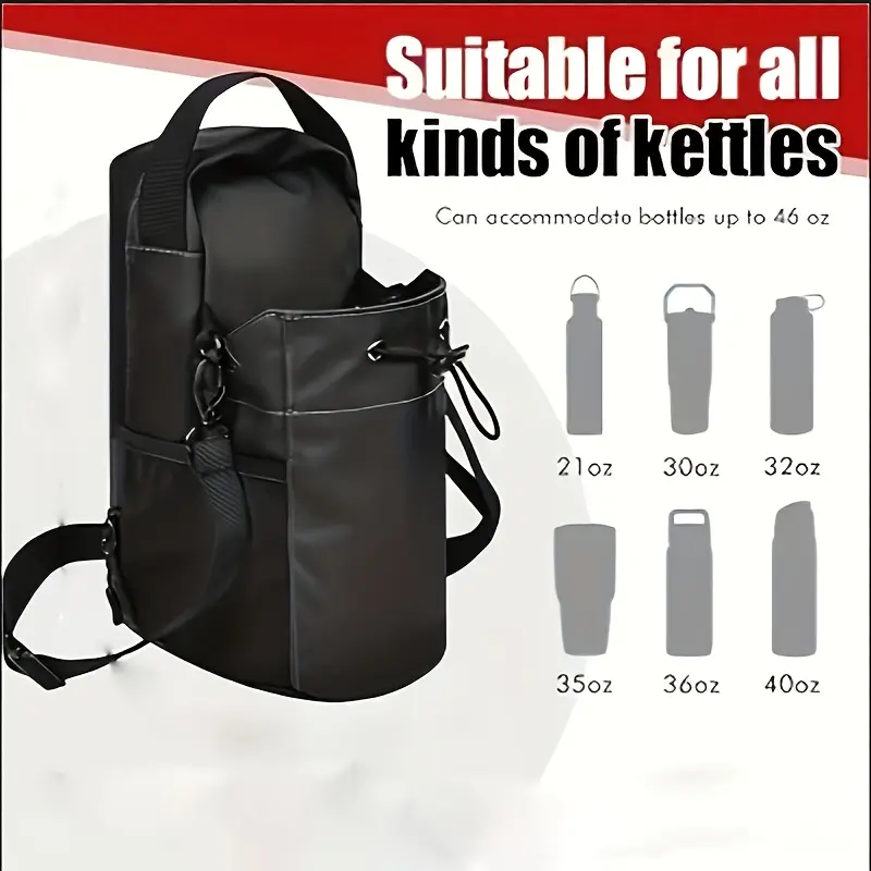 Men's Crossbody Sling Pack, Water Resistant Oxford Drawstring Bag with Magnetic Bottle Holder and Adjustable Strap for Gym & Travel, Magnet, Buckle, Main Large Pocket, Zipper + Cord, Oxford Polyester, Gym Workouts