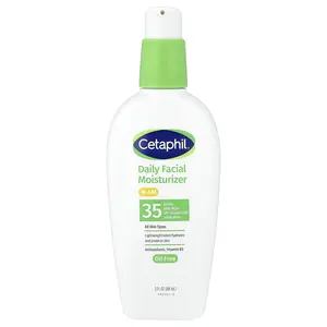 Cetaphil Daily Oil-Free Facial Moisturizer with Sunscreen, SPF 35, Fragrance Free, 3 fl oz (88 ml)
