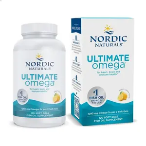 Nordic Naturals Ultimate Omega, Lemon Flavor - 120 Soft Gels - 1280 mg Omega-3 - High-Potency Fish Oil Supplement with EPA & DHA - Promotes Brain & Heart Health - Non-GMO - 60 Servings