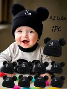 26 Letter A-Z Print Hat Winter Warm, Cute Cartoon for Babies, Multifunctional Casual Accessory, Unisex Kids Beanie, Fall & Winter, Winter Skull Cap