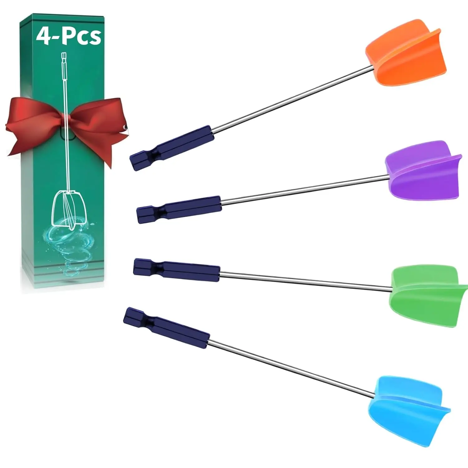 Reusable Silicone Resin Mixer Paddles Paint Stirrer, Multipurpose for Resin Paint Mixing, 4 Pack 7inch Resin Mixer Molds for Drill
