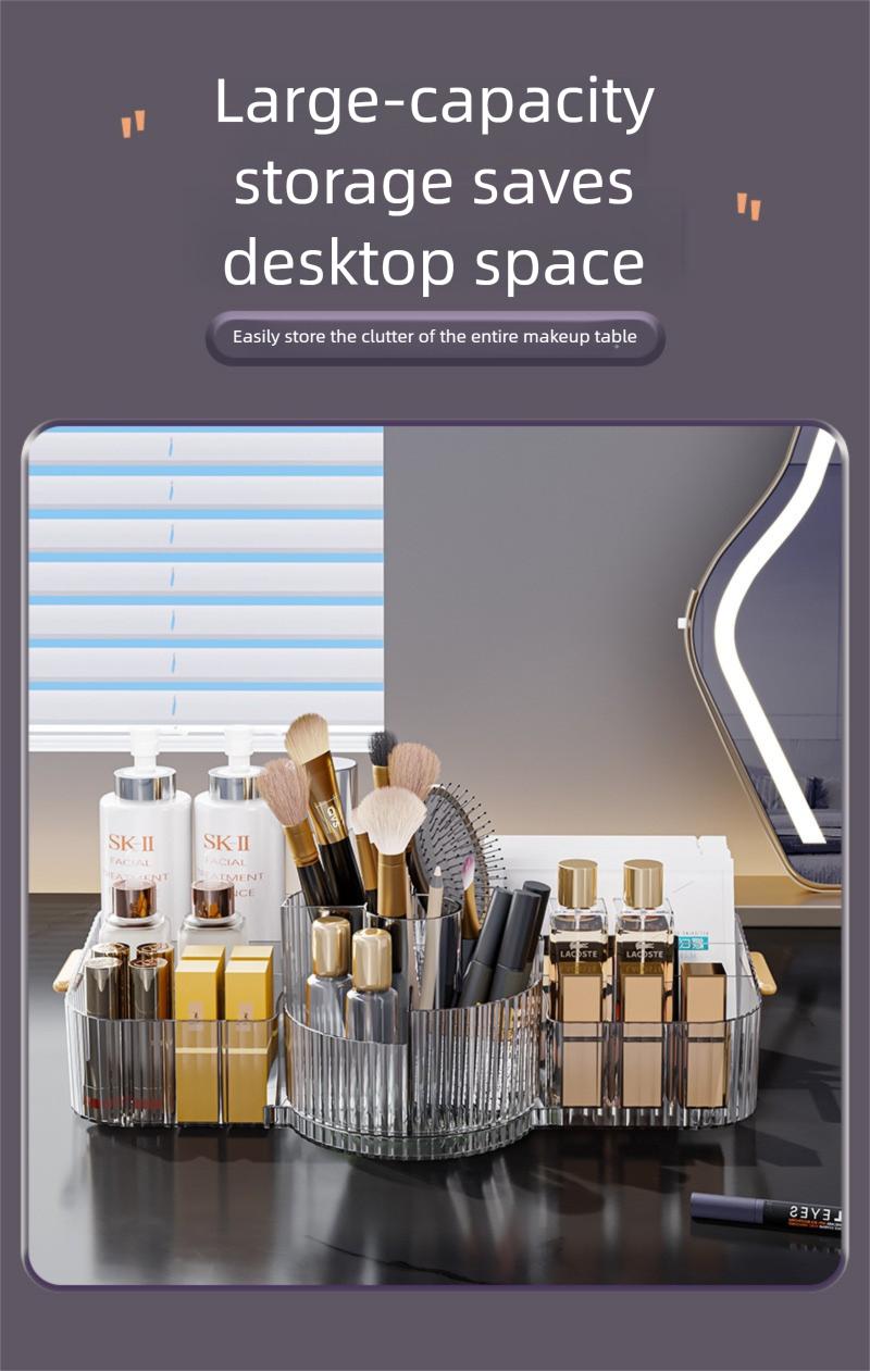 360° Rotating Makeup Organizer, Fits Tall Bottles Skincare Display Case for Vanity, Luxury Cosmetic Storage Box for Brushes & Perfumes